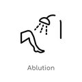 outline ablution vector icon. isolated black simple line element illustration from hygiene concept. editable vector stroke