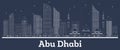 Outline Abu Dhabi UAE City Skyline with White Buildings