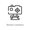 outline action camera vector icon. isolated black simple line element illustration from computer concept. editable vector stroke Royalty Free Stock Photo