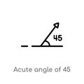 outline acute angle of 45 degrees vector icon. isolated black simple line element illustration from shapes concept. editable Royalty Free Stock Photo