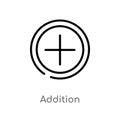 outline addition vector icon. isolated black simple line element illustration from signs concept. editable vector stroke addition Royalty Free Stock Photo