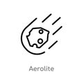 outline aerolite vector icon. isolated black simple line element illustration from astronomy concept. editable vector stroke Royalty Free Stock Photo