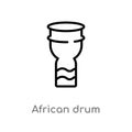 outline african drum vector icon. isolated black simple line element illustration from africa concept. editable vector stroke