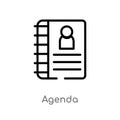 outline agenda vector icon. isolated black simple line element illustration from hotel concept. editable vector stroke agenda icon