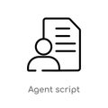 outline agent script vector icon. isolated black simple line element illustration from general-1 concept. editable vector stroke