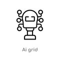 outline ai grid vector icon. isolated black simple line element illustration from artificial intellegence concept. editable vector Royalty Free Stock Photo