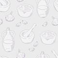 Outline aioli sauce seamless pattern background Royalty Free Stock Photo