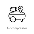 outline air compressor vector icon. isolated black simple line element illustration from construction concept. editable vector Royalty Free Stock Photo