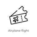 outline airplane flight tickets vector icon. isolated black simple line element illustration from transport concept. editable Royalty Free Stock Photo