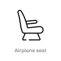 outline airplane seat vector icon. isolated black simple line element illustration from airport terminal concept. editable vector