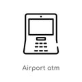 outline airport atm vector icon. isolated black simple line element illustration from airport terminal concept. editable vector