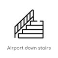 outline airport down stairs vector icon. isolated black simple line element illustration from airport terminal concept. editable