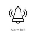 outline alarm bell vector icon. isolated black simple line element illustration from ultimate glyphicons concept. editable vector