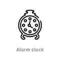outline alarm clock vector icon. isolated black simple line element illustration from education 2 concept. editable vector stroke