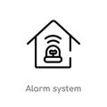 outline alarm system vector icon. isolated black simple line element illustration from smart home concept. editable vector stroke Royalty Free Stock Photo