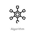 outline algorithm vector icon. isolated black simple line element illustration from artificial intelligence concept. editable Royalty Free Stock Photo