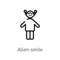 outline alien smile vector icon. isolated black simple line element illustration from people concept. editable vector stroke alien