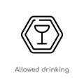 outline allowed drinking vector icon. isolated black simple line element illustration from signaling concept. editable vector