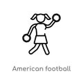 outline american football cheerleader jump vector icon. isolated black simple line element illustration from american football Royalty Free Stock Photo
