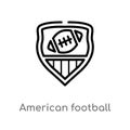 outline american football emblem vector icon. isolated black simple line element illustration from american football concept. Royalty Free Stock Photo