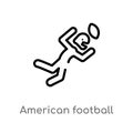 outline american football player catching the ball vector icon. isolated black simple line element illustration from sports Royalty Free Stock Photo