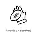 outline american football player hand holding the ball vector icon. isolated black simple line element illustration from sports Royalty Free Stock Photo