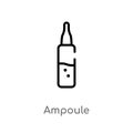 outline ampoule vector icon. isolated black simple line element illustration from health and medical concept. editable vector