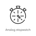 outline analog stopwatch vector icon. isolated black simple line element illustration from general concept. editable vector stroke