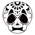 Outline of an angry mexican skull cartoon