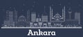 Outline Ankara Turkey City Skyline with White Buildings