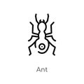 outline ant vector icon. isolated black simple line element illustration from animals concept. editable vector stroke ant icon on Royalty Free Stock Photo
