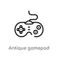 outline antique gamepad vector icon. isolated black simple line element illustration from technology concept. editable vector