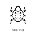outline app bug vector icon. isolated black simple line element illustration from animals concept. editable vector stroke app bug Royalty Free Stock Photo