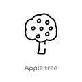 outline apple tree vector icon. isolated black simple line element illustration from season concept. editable vector stroke apple