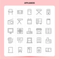 OutLine 25 Appliances Icon set. Vector Line Style Design Black Icons Set. Linear pictogram pack. Web and Mobile Business ideas Royalty Free Stock Photo