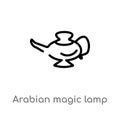 outline arabian magic lamp vector icon.