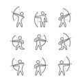 Outline archery icons set Royalty Free Stock Photo