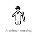 outline architech working vector icon. isolated black simple line element illustration from people concept. editable vector stroke