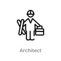 outline architect vector icon. isolated black simple line element illustration from people concept. editable vector stroke Royalty Free Stock Photo