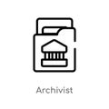 outline archivist vector icon. isolated black simple line element illustration from museum concept. editable vector stroke