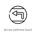 outline arrow address back vector icon. isolated black simple line element illustration from user interface concept. editable Royalty Free Stock Photo