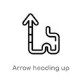 outline arrow heading up vector icon. isolated black simple line element illustration from user interface concept. editable vector