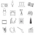 16 outline art vector icons set