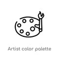 outline artist color palette vector icon. isolated black simple line element illustration from art concept. editable vector stroke Royalty Free Stock Photo