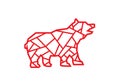 Outline artwork of a red bear which is a symbol in finance market. Mammal caniformia animal that is deadly. Editable Clip Art. Royalty Free Stock Photo