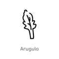 outline arugula vector icon. isolated black simple line element illustration from fruits and vegetables concept. editable vector Royalty Free Stock Photo