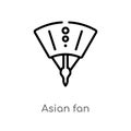 outline asian fan vector icon. isolated black simple line element illustration from signs concept. editable vector stroke asian Royalty Free Stock Photo