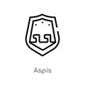 outline aspis vector icon. isolated black simple line element illustration from greece concept. editable vector stroke aspis icon