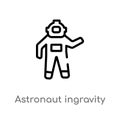 outline astronaut ingravity vector icon. isolated black simple line element illustration from astronomy concept. editable vector Royalty Free Stock Photo