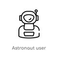 outline astronaut user vector icon. isolated black simple line element illustration from astronomy concept. editable vector stroke